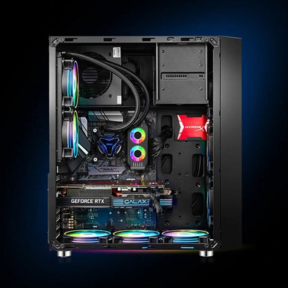 Desktop ARGB Memory Cooler PWM Temperature Control Dual Fan, For DDR / DDR2 / DDR3 / DDR4 / DDR5(Black) by buy2fix