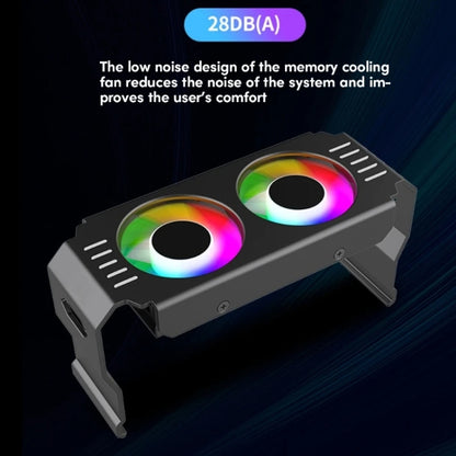 Desktop ARGB Memory Cooler PWM Temperature Control Dual Fan, For DDR / DDR2 / DDR3 / DDR4 / DDR5(Black) by buy2fix