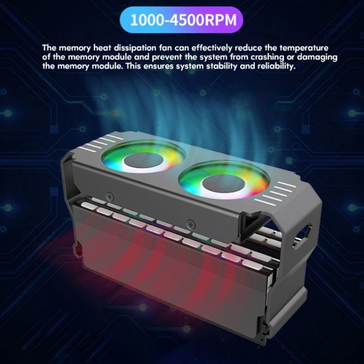 Desktop ARGB Memory Cooler PWM Temperature Control Dual Fan, For DDR / DDR2 / DDR3 / DDR4 / DDR5(White) by buy2fix