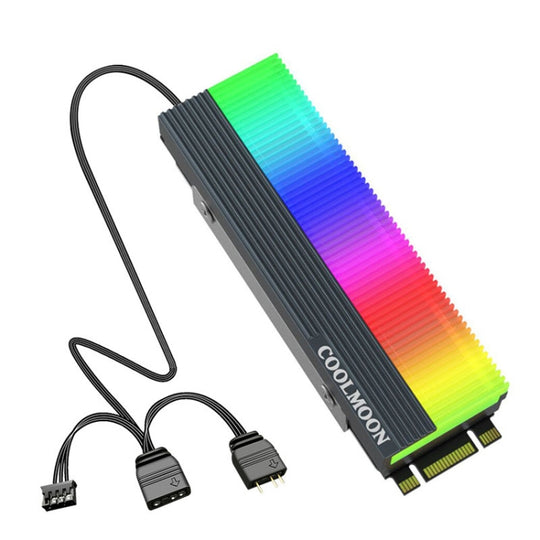 COOLMOON CM-M2A M.2 2280 Solid State Drive Cooler 5V ARGB Hard Drive Heatsink(Gray)