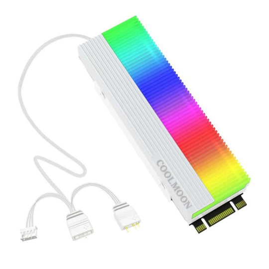COOLMOON CM-M2A M.2 2280 Solid State Drive Cooler 5V ARGB Hard Drive Heatsink(White)