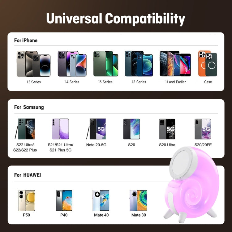 Conch RGB Touch Night Light Magsafe Magnetic Wireless Charger(Colorful) by buy2fix