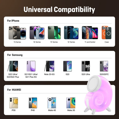 Conch RGB Touch Night Light Magsafe Magnetic Wireless Charger(Colorful) by buy2fix