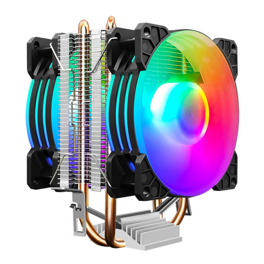 COOLMOON Frost Double Copper Tube CPU Fan Desktop PC Illuminated Silent AMD Air-Cooled Cooler, Style: P22 Magic Moon Edition Double Fan