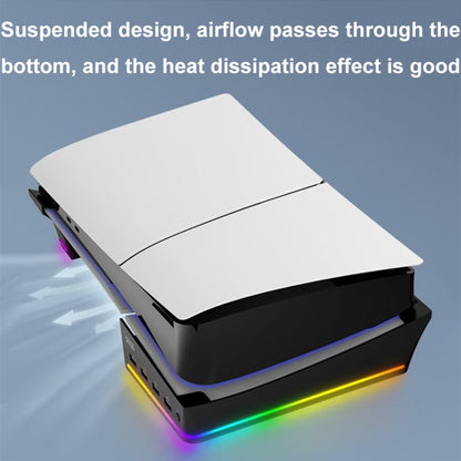 For Sony PS5 Slim IPEGA PG-P5S021 RGB Light Host Horizontal Stand With 4 USB HUBs, Color: White - Holder by ipega | Online Shopping UK | buy2fix
