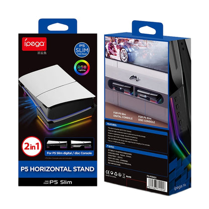 For Sony PS5 Slim IPEGA PG-P5S021 RGB Light Host Horizontal Stand With 4 USB HUBs, Color: White - Holder by ipega | Online Shopping UK | buy2fix
