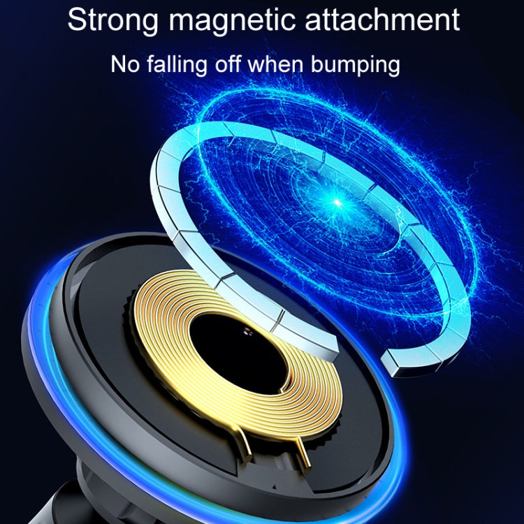 Car Magnetic Wireless Charging Cell Phone Holder With Ambient Light, Style: Blue Light by buy2fix