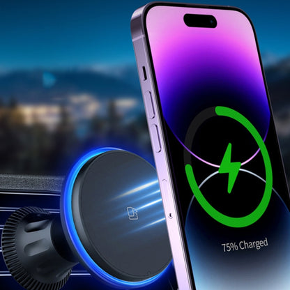 Car Magnetic Wireless Charging Cell Phone Holder With Ambient Light, Style: Blue Light by buy2fix