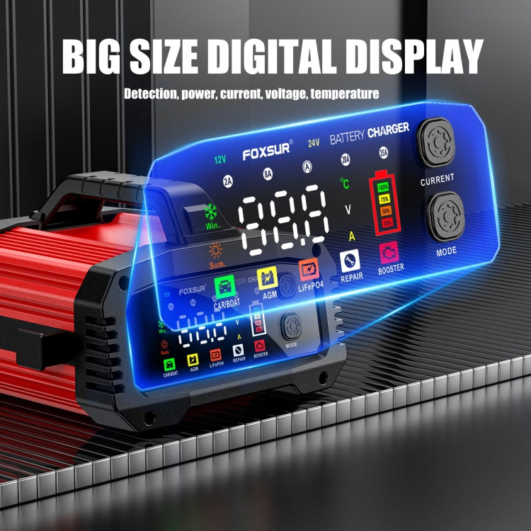 FOXSUR 25A 12V/24V Portable High-Power Car Ship Motorcycle Charger(UK Plug) by FOXSUR