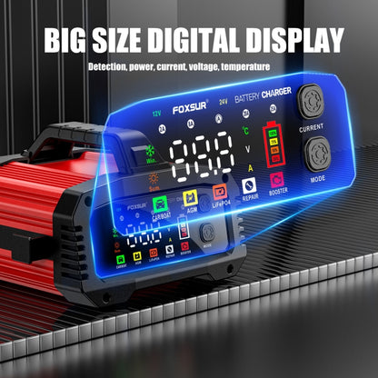 FOXSUR 25A 12V/24V Portable High-Power Car Ship Motorcycle Charger(UK Plug) by FOXSUR