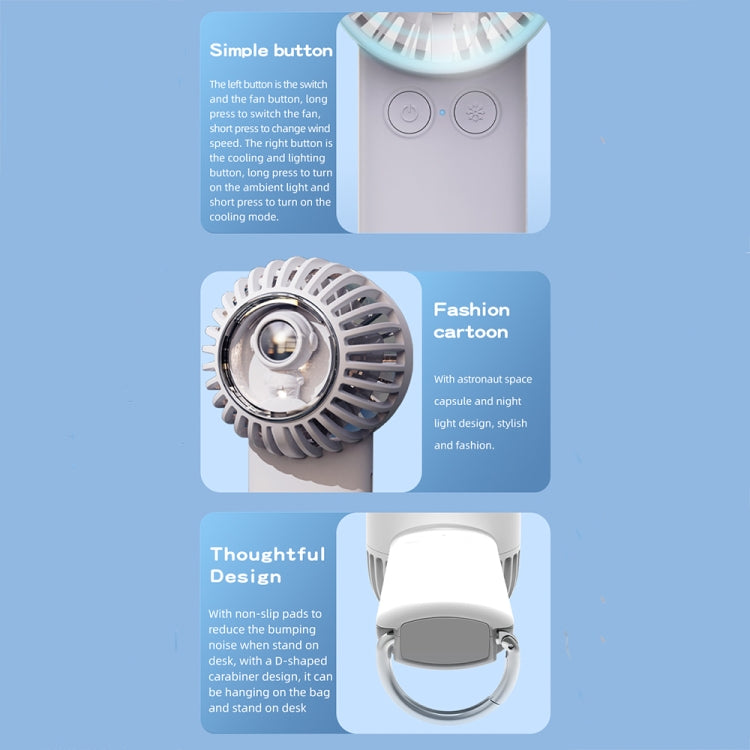 Outdoor Handheld Ice Air Conditioning Fan Astronaut Night Light Semiconductor Cooling Fan(Light Blue) by buy2fix