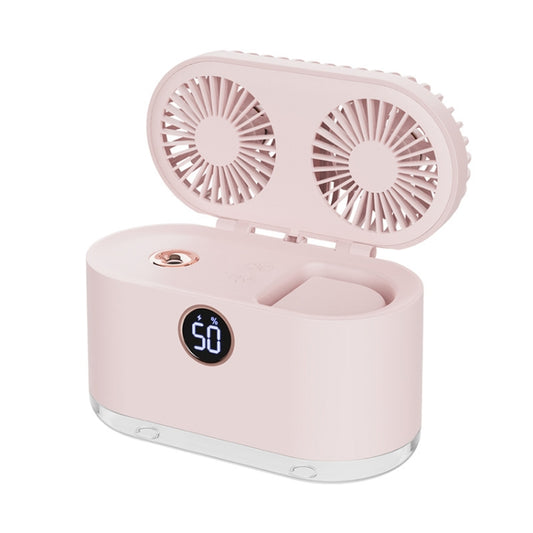 WT-818 Dual-leaf Spray Smart Digital Display Desktop Fan Night Light Humidification Cooler(Pink) by buy2fix