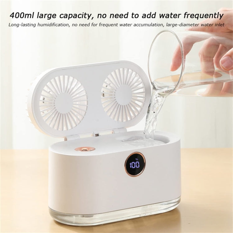 WT-818 Dual-leaf Spray Smart Digital Display Desktop Fan Night Light Humidification Cooler(White) by buy2fix