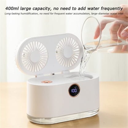 WT-818 Dual-leaf Spray Smart Digital Display Desktop Fan Night Light Humidification Cooler(Green) by buy2fix