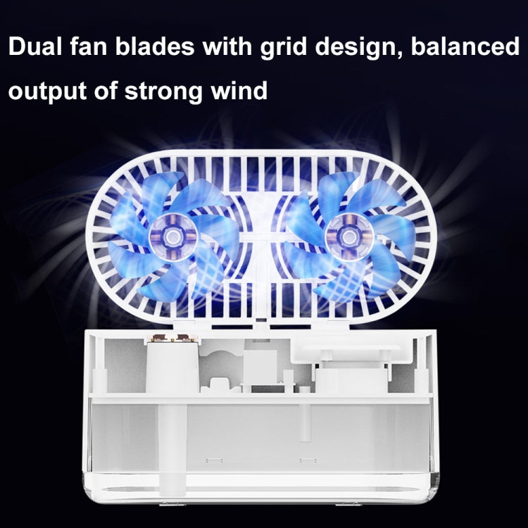 WT-818 Dual-leaf Spray Smart Digital Display Desktop Fan Night Light Humidification Cooler(White) by buy2fix