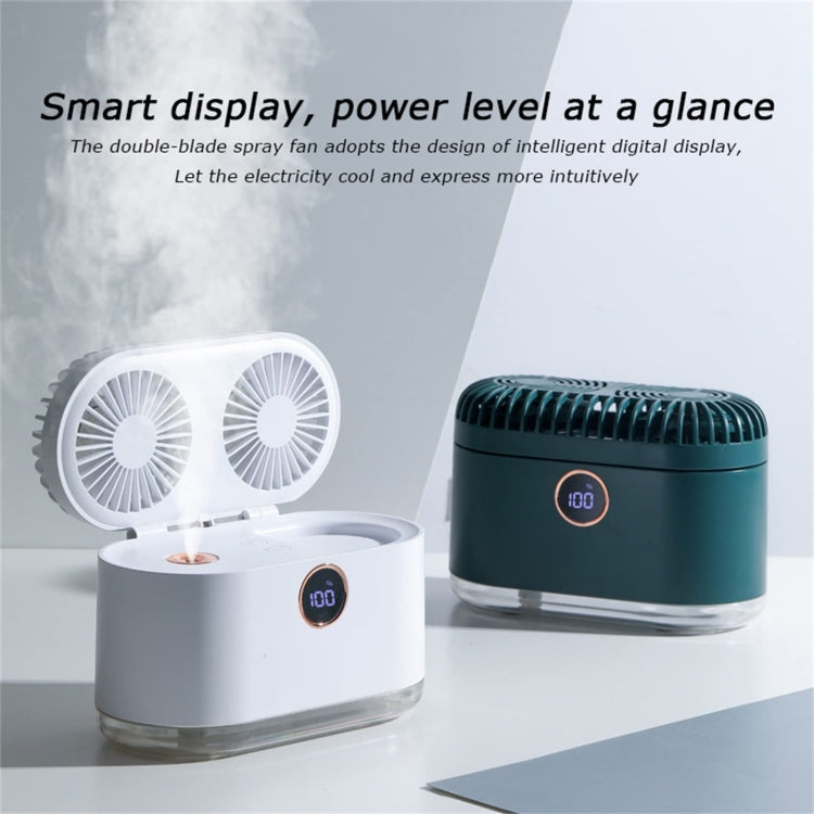 WT-818 Dual-leaf Spray Smart Digital Display Desktop Fan Night Light Humidification Cooler(White) by buy2fix