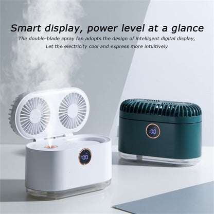 WT-818 Dual-leaf Spray Smart Digital Display Desktop Fan Night Light Humidification Cooler(White) by buy2fix