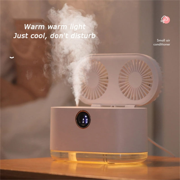 WT-818 Dual-leaf Spray Smart Digital Display Desktop Fan Night Light Humidification Cooler(Green) by buy2fix