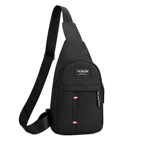 Men Chest Bag Casual Sports Shoulder Crossbody Bag Canvas Backpack(Black)
