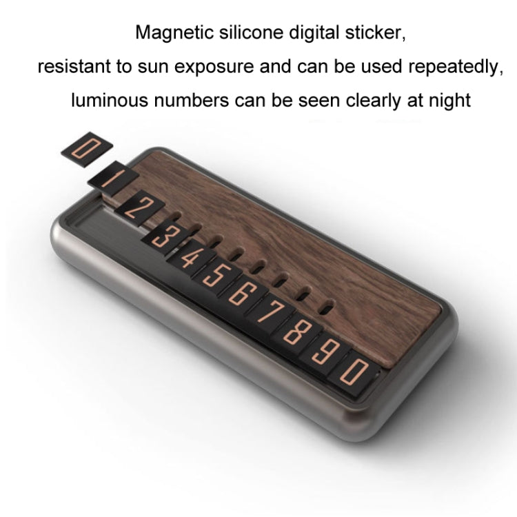 Car Metal Wood Aromatherapy Magnetic Luminous Car Moving Number Plate(Metal+Log) by buy2fix