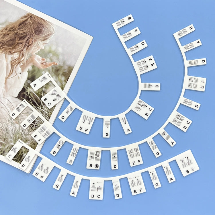 Silicone Piano Notes Guide Removable Piano Keyboard, Spec: 88 Keys White Bottom Black Text - Keyboard Accessories by buy2fix | Online Shopping UK | buy2fix