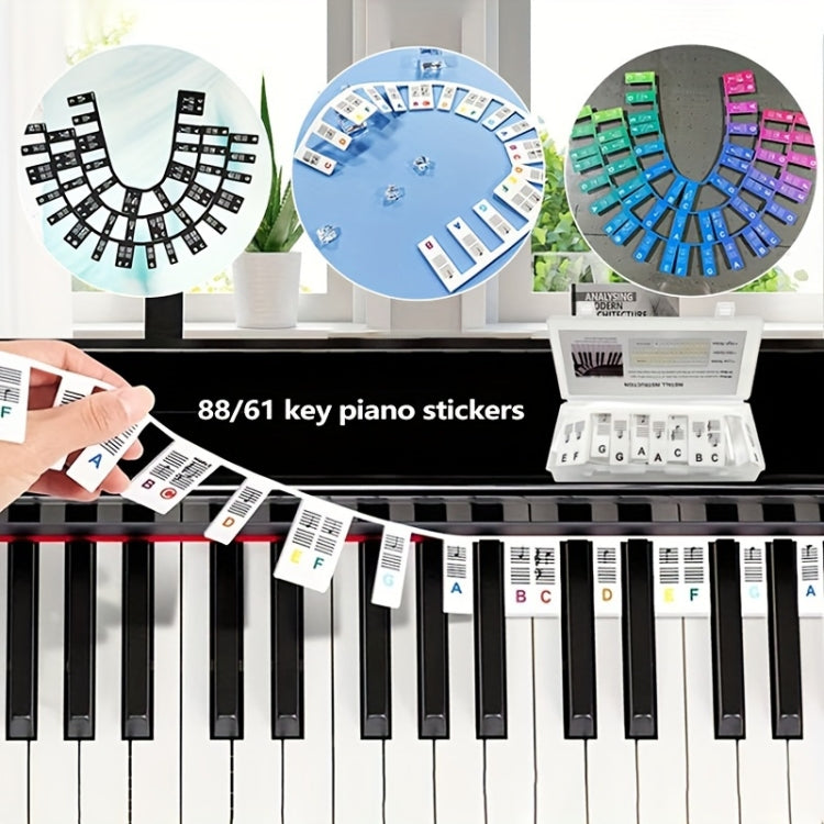 Silicone Piano Notes Guide Removable Piano Keyboard, Spec: 88 Keys White Bottom Color Text - Keyboard Accessories by buy2fix | Online Shopping UK | buy2fix