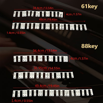 Silicone Piano Notes Guide Removable Piano Keyboard, Spec: 88 Keys White Bottom Color Text - Keyboard Accessories by buy2fix | Online Shopping UK | buy2fix