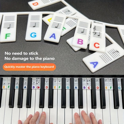 Silicone Piano Notes Guide Removable Piano Keyboard, Spec: 88 Keys White Bottom Color Text - Keyboard Accessories by buy2fix | Online Shopping UK | buy2fix
