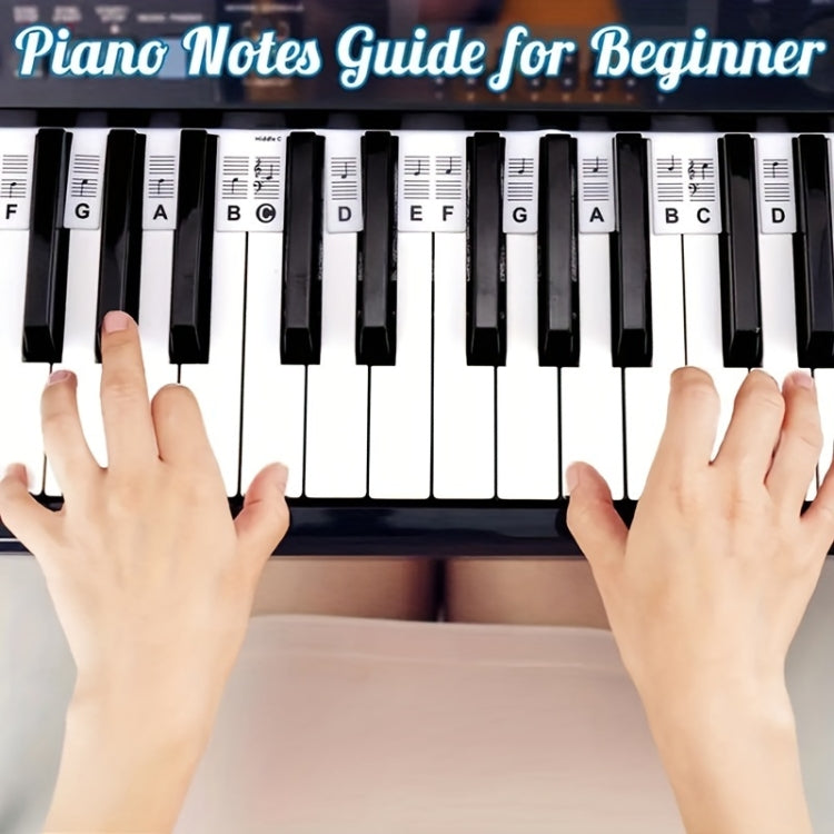 Silicone Piano Notes Guide Removable Piano Keyboard, Spec: 88 Keys White Bottom Color Text - Keyboard Accessories by buy2fix | Online Shopping UK | buy2fix
