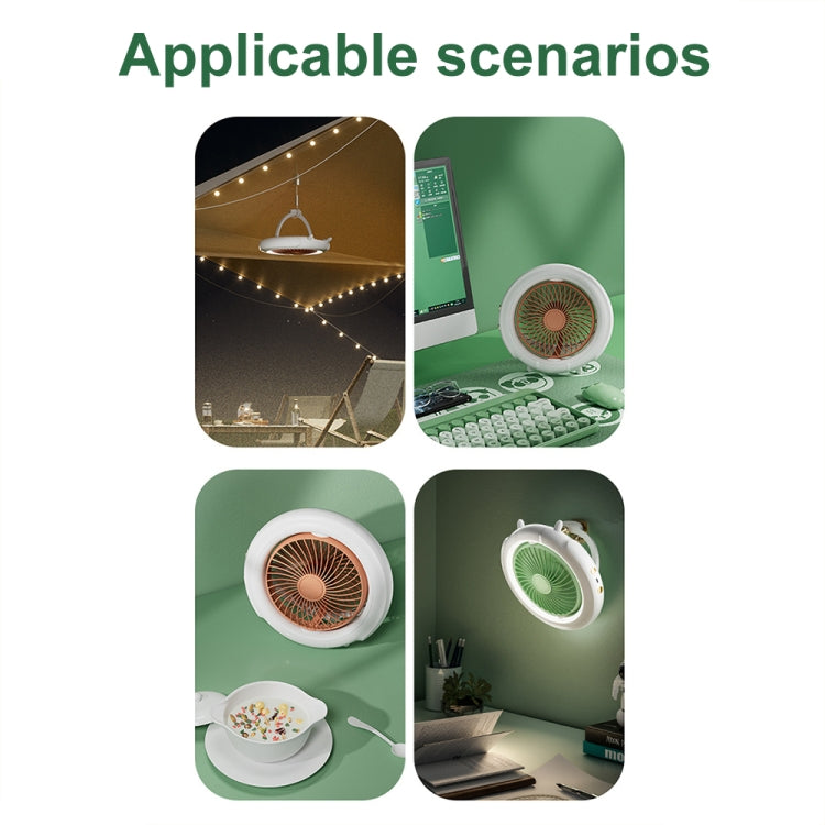 Night Light Desktop Folding Fan Outdoor Camping Hanging Mini Fan, Color: Green Upgraded by buy2fix