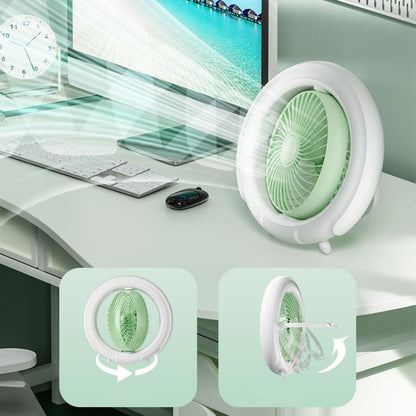 Night Light Desktop Folding Fan Outdoor Camping Hanging Mini Fan, Color: Green Upgraded by buy2fix
