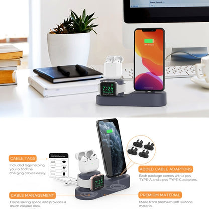 AhaStyle PT28-3 For iPhone / Apple Watch / AirPods 3 In 1 Silicone Desktop Charging Storage Base Bracket(Black) - Desktop Holder by AhaStyle | Online Shopping UK | buy2fix