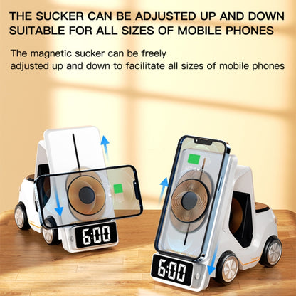 T20 5-in-1 Car-shaped Desktop Alarm Clock Wireless Charger with Atmosphere Light(Yellow) by buy2fix