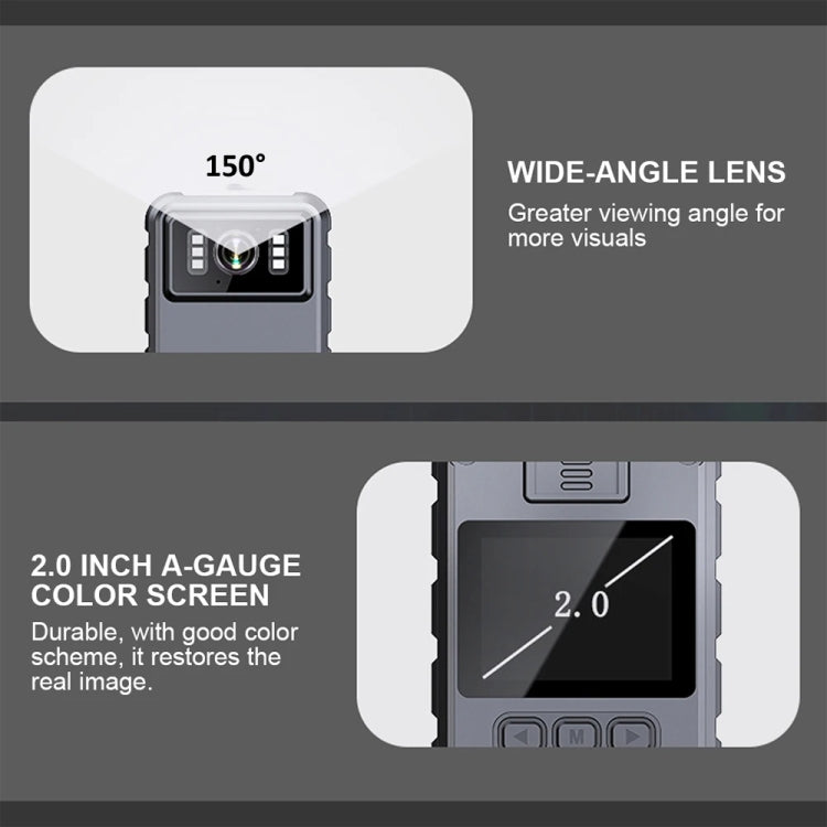 L9 1080P 2.0 Inch IPS Screen Video Recorder With Back Clip IP65 Waterproof Mini Camcorders by buy2fix