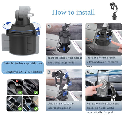 Universal Long Tube 3 Joints Adjustable Car Water Cup Position Cell Phone Holder(S0666A Silver) by buy2fix