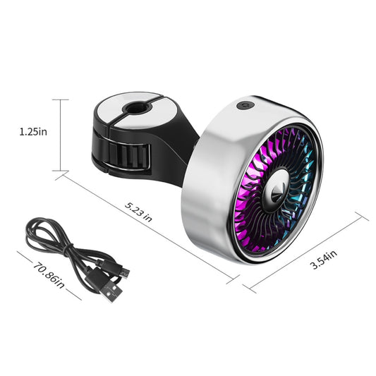 FE052 RGB Color Light USB Plug-in Clip-on Car Rear Seat Headrest Fan(Black) by buy2fix