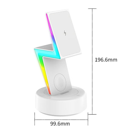 For Apple Series 3 In 1 RGB Light Magsafe Magnetic Mobile Phone Holder Wireless Charger(White) by buy2fix