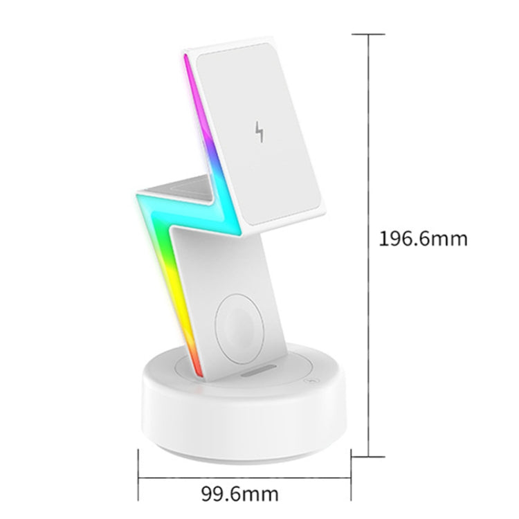 For Apple Series 3 In 1 RGB Light Magsafe Magnetic Mobile Phone Holder Wireless Charger(Black) by buy2fix