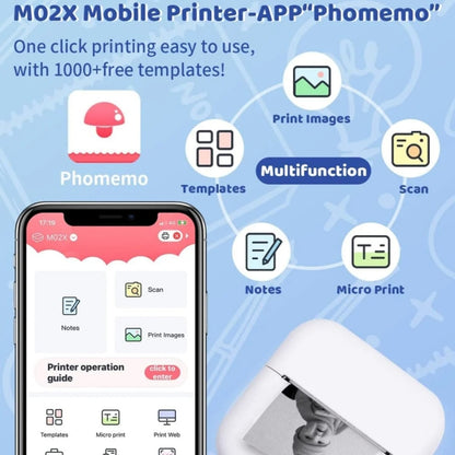 Phomemo M02X Inkless Pocket Printer Bluetooth Thermal Portable Sticker Maker Machine(White) - Photo Printers by Huawei | Online Shopping UK | buy2fix