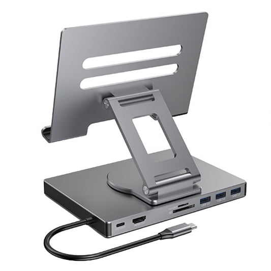 Blueendless 4K/60Hz Multifunctional Folding Tablet Type-C Docking Station Bracket, Spec: 8-in-1 Rotating - Desktop Holder by Blueendless | Online Shopping UK | buy2fix