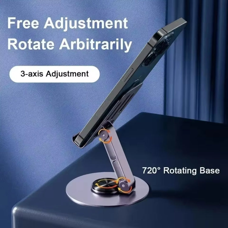 All-metal 360-degree Rotating Mobile Phone Holder Foldable Desktop Tablet Stand(Grey) - Desktop Holder by buy2fix | Online Shopping UK | buy2fix