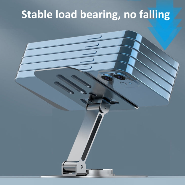 All-metal 360-degree Rotating Mobile Phone Holder Foldable Desktop Tablet Stand(Grey) - Desktop Holder by buy2fix | Online Shopping UK | buy2fix