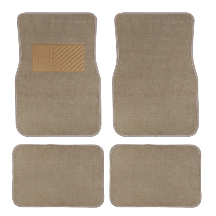 4pcs /Set Universal Car Foot Mats PVC Flocking Pads(Beige) by buy2fix