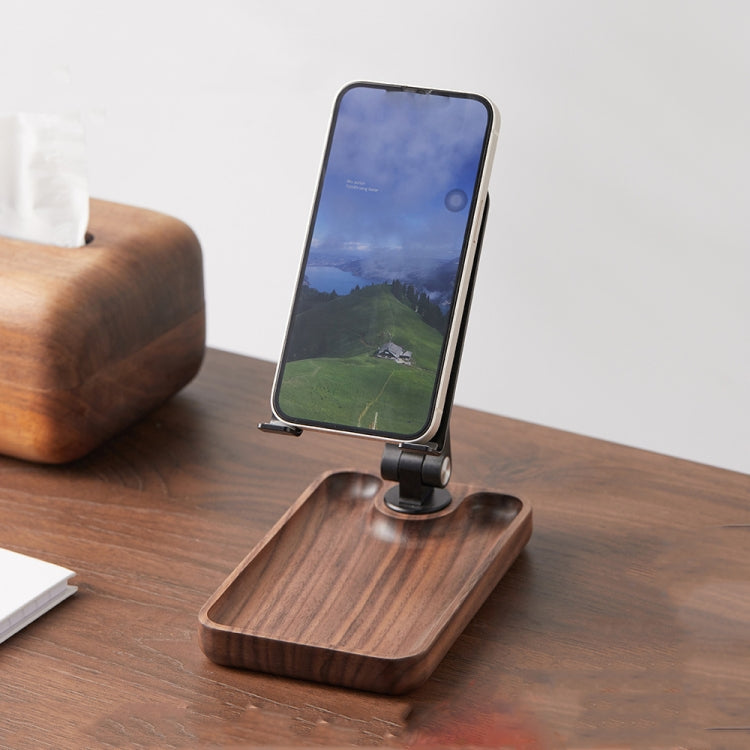 Walnut Desktop Mobile Phone Stand Lifting Folding Tablet Holder with Tray Base - Desktop Holder by buy2fix | Online Shopping UK | buy2fix