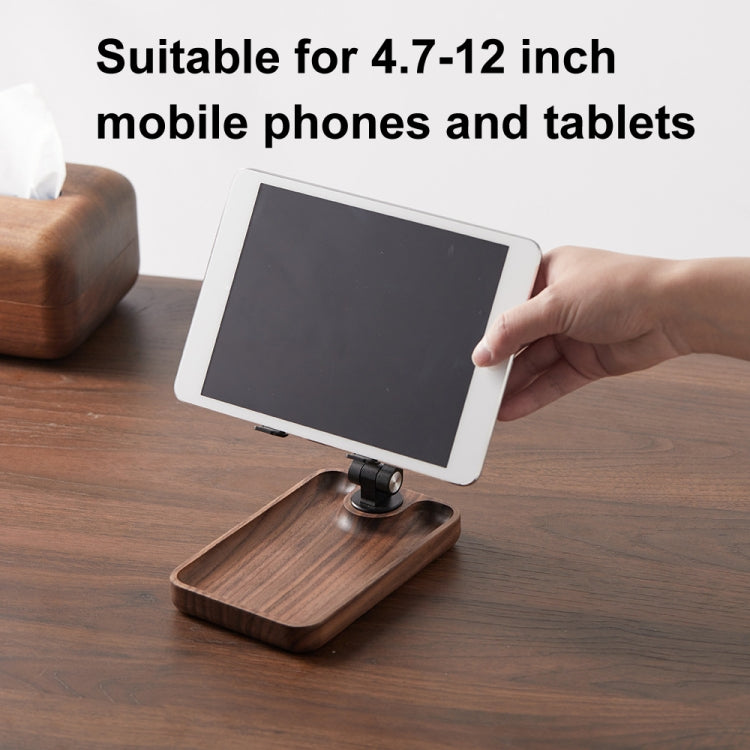 Walnut Desktop Mobile Phone Stand Lifting Folding Tablet Holder with Tray Base - Desktop Holder by buy2fix | Online Shopping UK | buy2fix