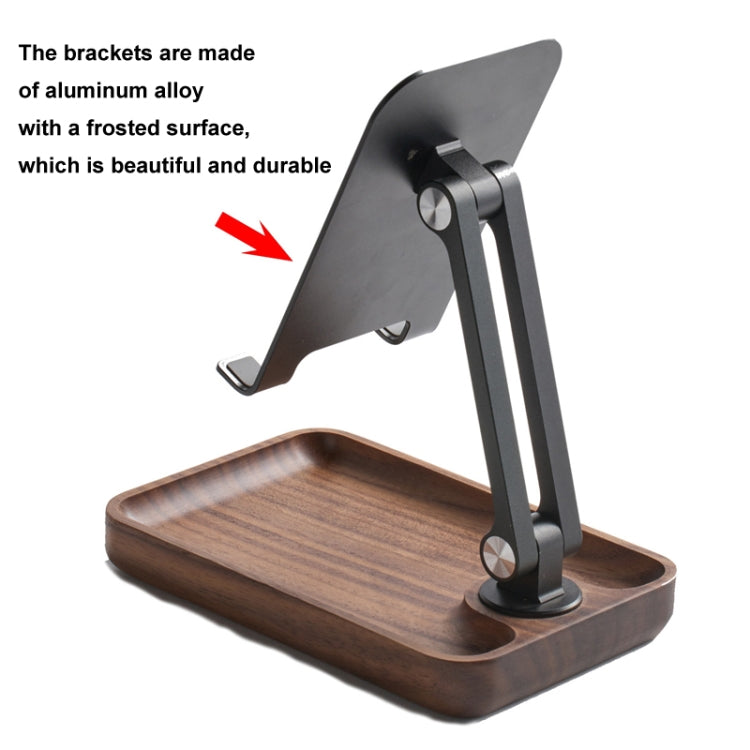 Walnut Desktop Mobile Phone Stand Lifting Folding Tablet Holder with Tray Base - Desktop Holder by buy2fix | Online Shopping UK | buy2fix