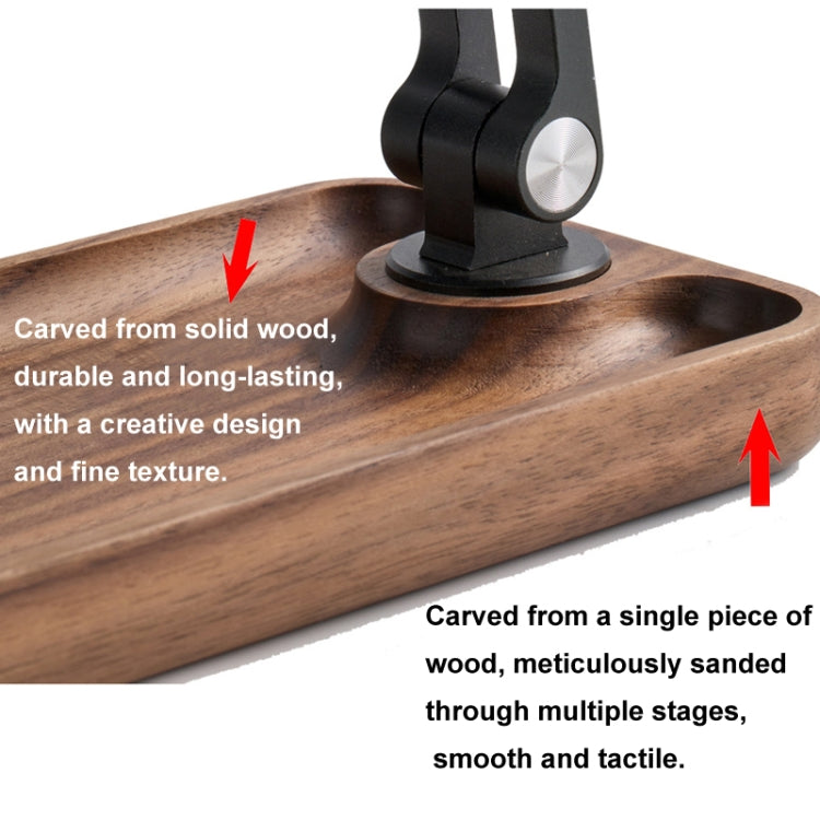 Walnut Desktop Mobile Phone Stand Lifting Folding Tablet Holder with Tray Base - Desktop Holder by buy2fix | Online Shopping UK | buy2fix