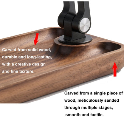 Walnut Desktop Mobile Phone Stand Lifting Folding Tablet Holder with Tray Base - Desktop Holder by buy2fix | Online Shopping UK | buy2fix