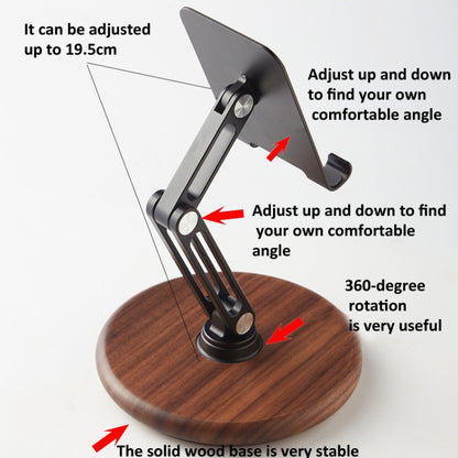 360 Degree Rotating Walnut Mobile Phone Holder Foldable Tablet Stand - Desktop Holder by buy2fix | Online Shopping UK | buy2fix