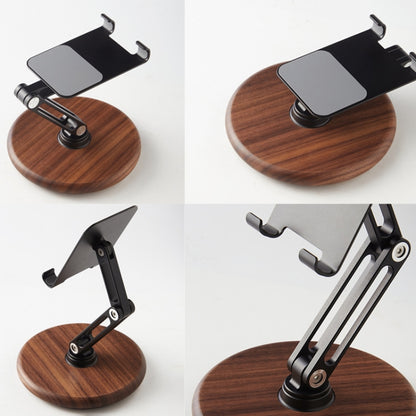 360 Degree Rotating Walnut Mobile Phone Holder Foldable Tablet Stand - Desktop Holder by buy2fix | Online Shopping UK | buy2fix